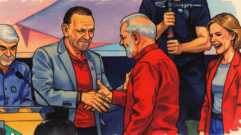 Presidente do PT, Edinho Silva, cumprimenta Lula em evento do partido em Brasília (Foto: Pedro Ladeira - 3.ago.2025/Folhapress)