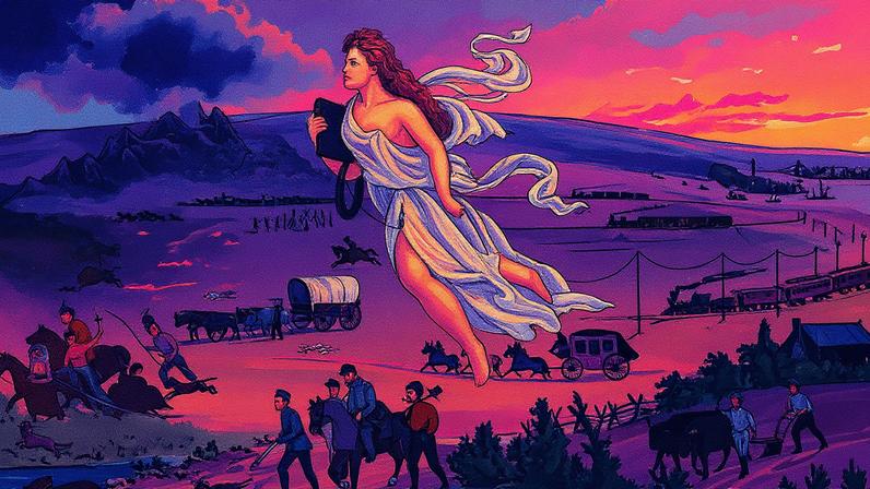 John Gast: Progresso Americano, 1872, óleo sobre tela, 17 9/16 por 21 1/2 polegadas. (Foto: Autry Museum of the American West)