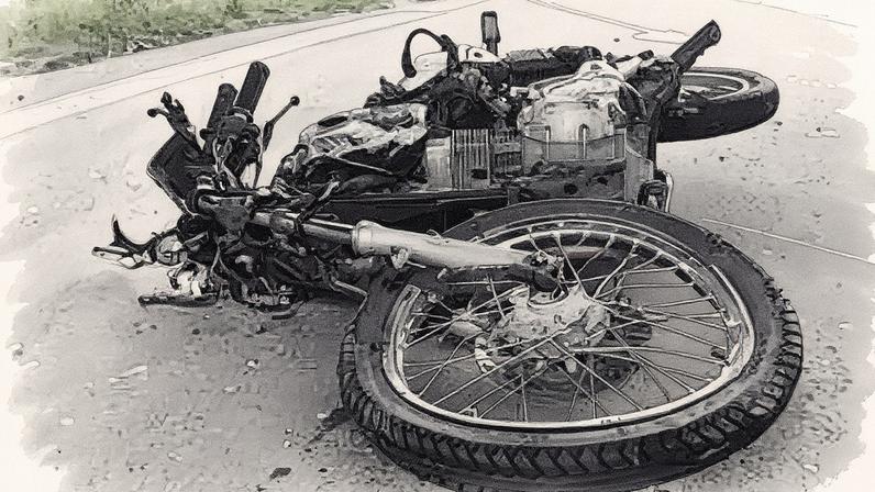 Moto caída após acidente na rodovia Anhanguera, sentido Campinas, que envolveu três veículos e resultou na morte do motociclista (Foto: Divulgação - 10.dez.24/Artesp)