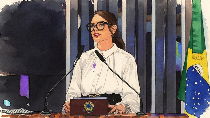 Luiza Brunet em sessão no Senado (Foto: Senado Federal)