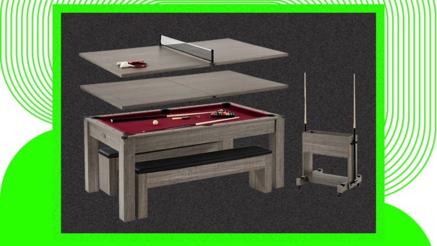 Esta mesa de jantar Barrington é equipada com um tampo transformável que se transforma em mesa de tênis e mesa de bilhar. Aqui está onde comprá-la agora. (Foto: Reprodução)