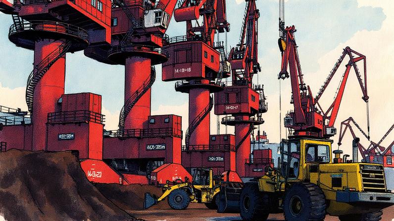 Transporte de terras raras em porto de Jiangsu, na China (Foto: Divulgação via Reuters)