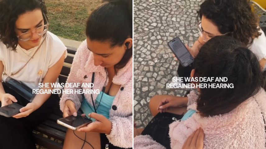 A oração pela surda. (Foto: Reprodução/Instagram/Dunamis Europe)