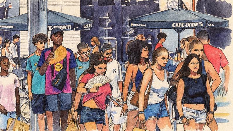Vizinhos e turistas passeiam pela Praça Cataluña, em Barcelona (Foto: massimiliano minocri)