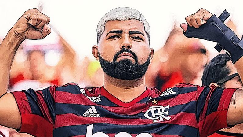 Sósia do jogador Gabigol posando para a foto com a torcida (Foto: Reprodução)