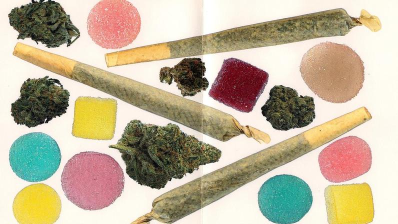 Imagem ilustrativa de botões de plantas de maconha, cigarros e comestíveis (Foto: Sonny Figueroa/NYT)