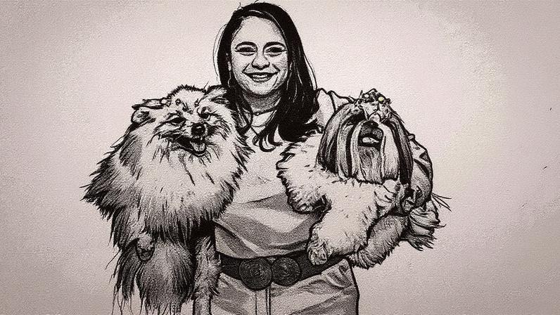 Camilla Galvão e as cadelas Moanna e Dolce: cachorros da família protagonizam campanhas da marca (Foto: Grupo Dolce Pet/Divulgação)