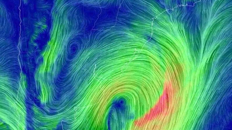 Ciclone extratropical se forma no Cone Sul entre terça e quarta-feira, afetando o Sul do Brasil (Foto: EarthNull/MetSul)