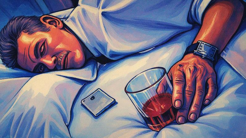 Um homem dorme com uma taça na mão (Foto: GeorgeRudy/Getty Images/iStockphoto)
