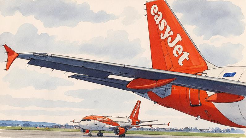 Aviões da EasyJet na pista do Aeroporto Saint-Exupéry, em Colombier Saugnieu, no sudeste da França (Foto: Jeff Pachoud - 05.fev.24/AFP)