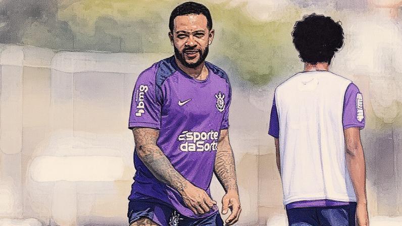 Memphis Depay em treino do Corinthians (Foto: Reprodução)