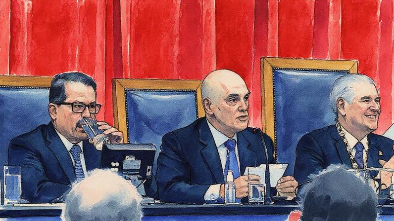 Ministro Alexandre de Moraes durante palestra na abertura da Semana Jurídica do TCE-SP (Foto: Werther Santana/Estadão)