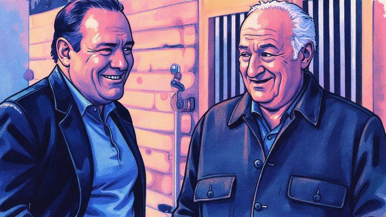 James Gandolfini e Jerry Adler em 'Família Soprano', série da HBO (Foto: Reprodução/HBO)