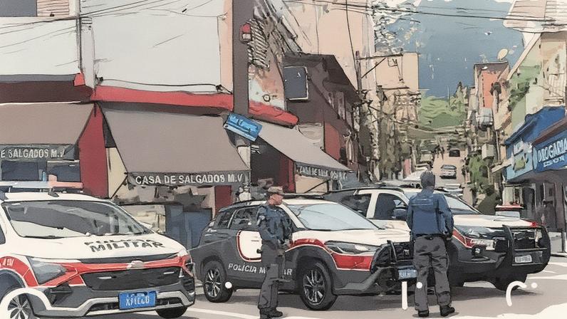 Policiais na Avenida Hebe Camargo, em Paraisópolis: perseguição policial após roubo em residência no Morumbi terminou com troca de tiros na comunidade (Foto: Reprodução/Instagram)