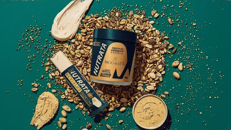 Nutrata amplia estratégia de collabs ao lançar barra de proteína e pasta de amendoim com pistache em parceria com a Bacio di Latte (Foto: Divulgação)
