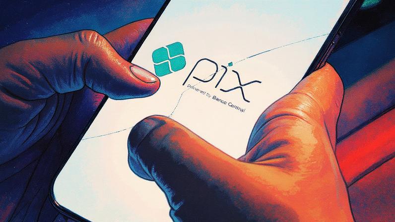 Cliente usa Pix em celular (Foto: Rubens Cavallari/Folhapress)