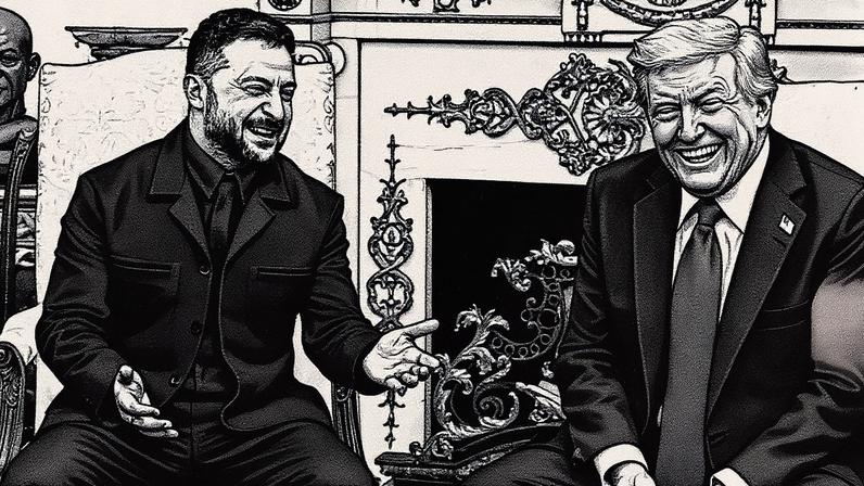 Presidente ucraniano Volodymyr Zelensky e o presidente dos EUA Donald Trump se encontram no Salão Oval da Casa Branca em Washington no dia 18 de agosto. (Foto: Anna Moneymaker/Getty Images)