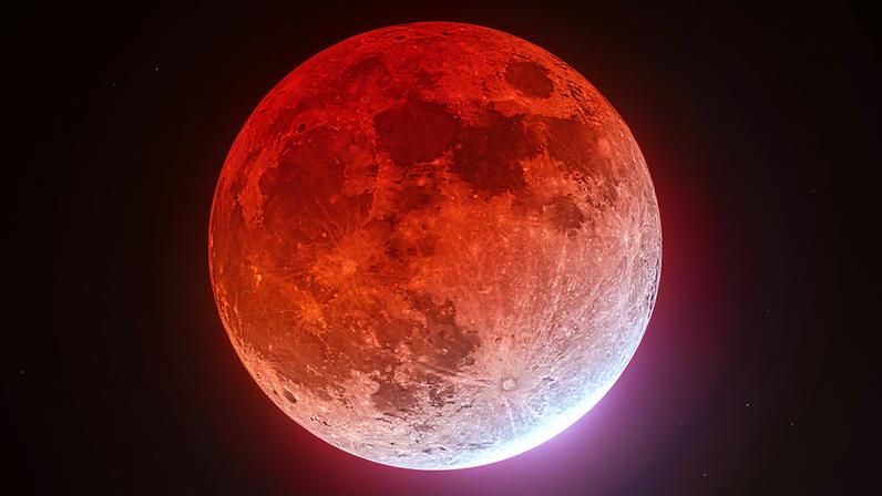 Lua de sangue visível nos Estados Unidos por volta das 7h da manhã no horário de Brasília (Foto: Reprodução)