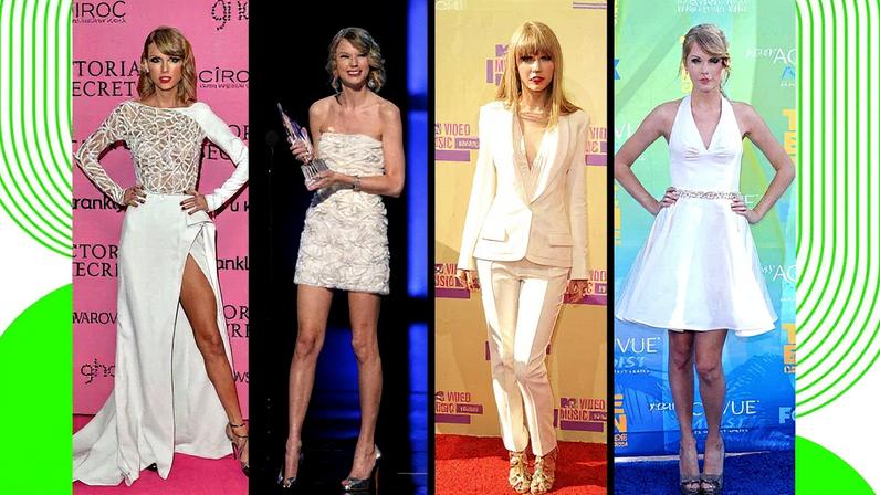 O que será o vestido de noiva de Taylor Swift? De blusas de renda a vestidos longos, aqui estão 13 vezes que Swift usou branco. Confira como ter o look por menos. (Foto: Reprodução)