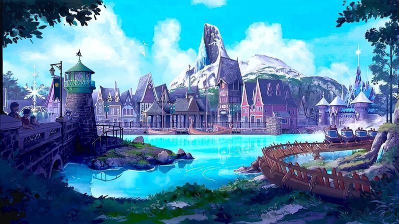 Desenho apresenta o World of Frozen, área temática que será inaugurada no parque Hong Kong Disneyland em 2023 (Foto: Reprodução)