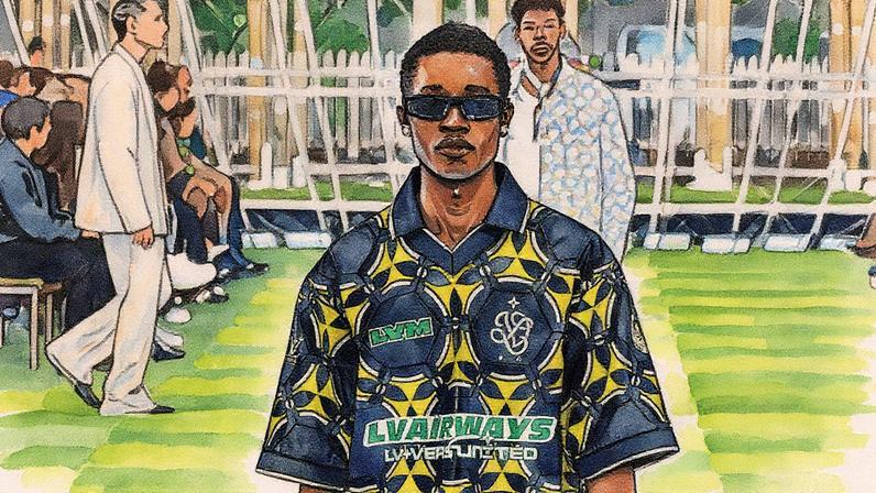 Imagem de um dos looks da cápsula 'Mais pintas que cheques de nómina', de Hattie Crowther, realizada com ocasião da Eurocopa Feminina para destacar a desigualdade salarial e as políticas excluintes no futebol feminino. (Foto: Anna Brooks - Hattie Crowther)