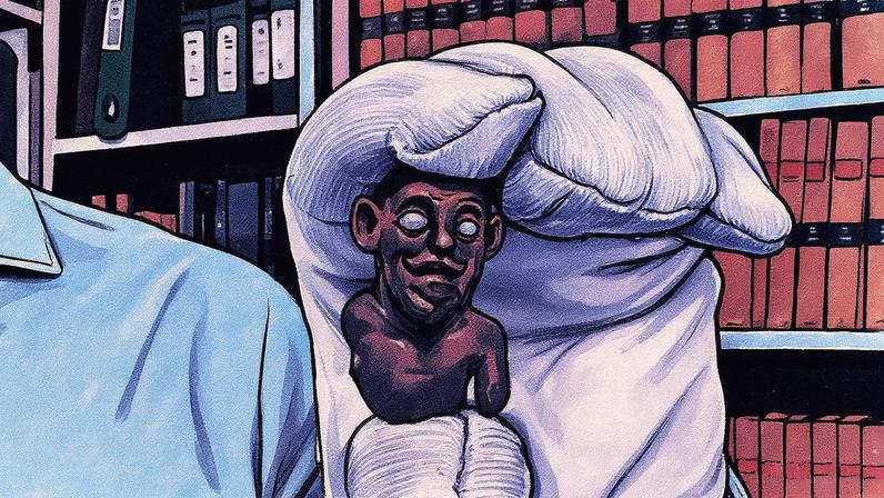 O curador Peter Pentz, do Museu Nacional da Dinamarca, segura a miniatura de um viking do século 10 (Foto: Camille Bas-Wohlert /AFP)