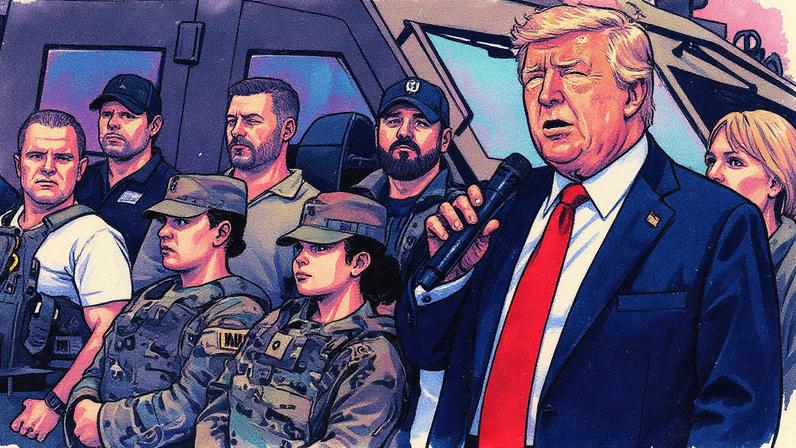 Trump faz discurso ao visitar militares deslocados para patrulhar Washington (Foto: Mandel Ngan/AFP)