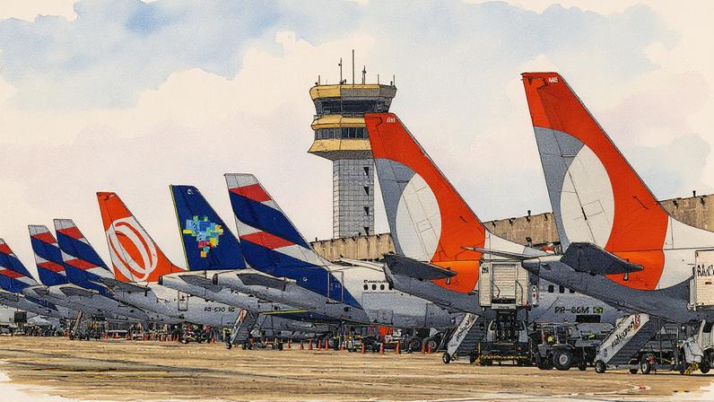 Aeronaves no Aeroporto de Congonhas (Foto: Bruno Santos/17.ago.23/Folhapress)