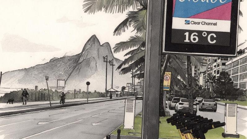 O termômetro no Leblon marcando 16 graus: manhã é de frio no Rio (Foto: Fabiano Rocha/Agência O Globo)