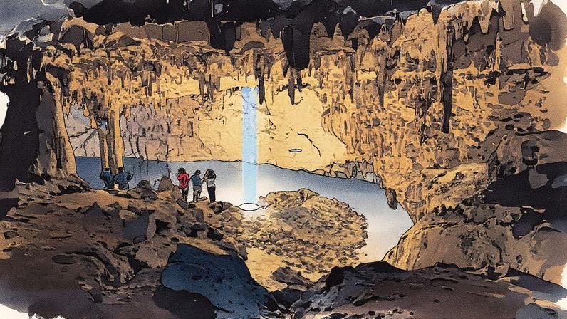 A parte central das Cavernas Tzabnah, onde há várias estalagmites usadas para determinar quando ocorreram secas e por quanto tempo duraram. (Foto: Mark Brenner)