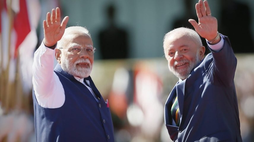 Primeiro-ministro da Índia, Narendra Modi, e o presidente Lula — Foto: Cristiano Mariz