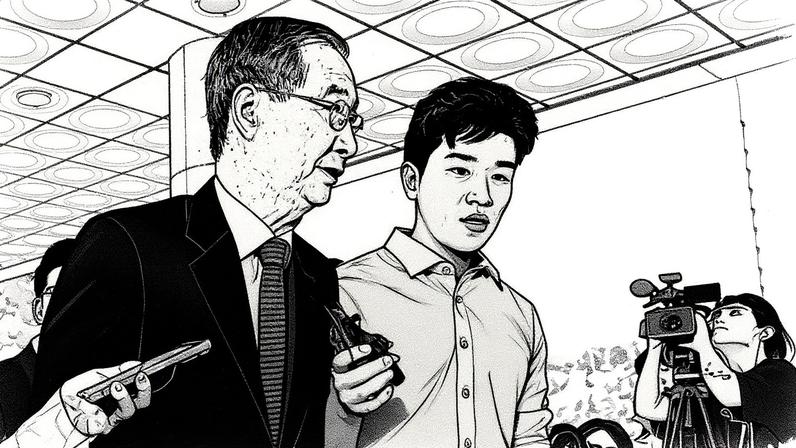 O ex-primeiro-ministro Han Duck-soo (esquerda) comparece na Procuradoria Geral de Seul, Coreia do Sul, no dia 19 de agosto. (Foto: YONHAP/EFE)