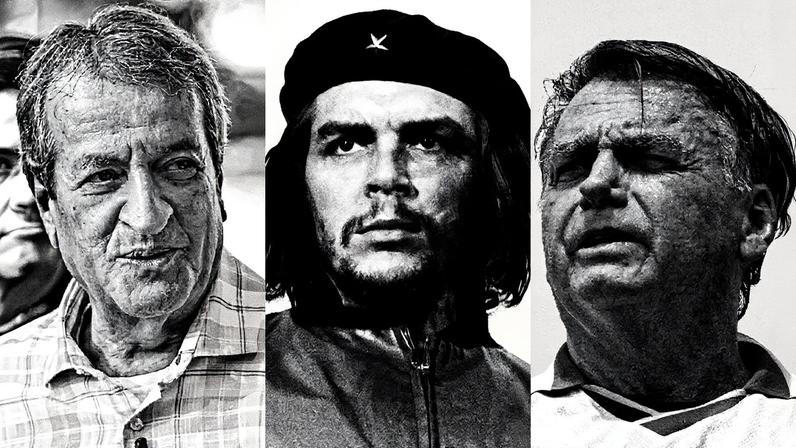O presidente nacional do PL, Valdemar Costa Neto; o guerrilheiro argentino Ernesto Che Guevara; e o ex-presidente Jair Bolsonaro (Foto: Zack Stencil/PL/Alberto Korda/Domínio público/Pablo PORCIUNCULA/AFP)