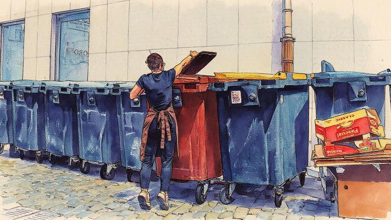 Uma mulher coloca uma bolsa de lixo em um contêiner em Segovia no dia 9 de julho. (Foto: EDP)