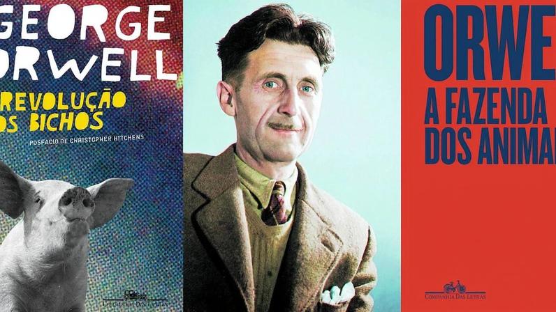 Em 2025, 'A Revolução dos Bichos' de George Orwell completa 80 anos (Foto: Divulgação/Companhia das Letras e Imagem colorizada por Cassowary Colorizations/Orwell Prize)