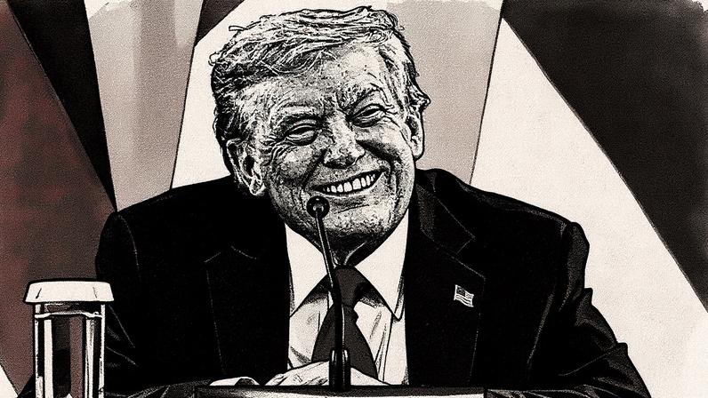 Trump durante reunião com líderes europeus e Zelensky na Casa Branca (Foto: ANDREW CABALLERO-REYNOLDS / AFP)