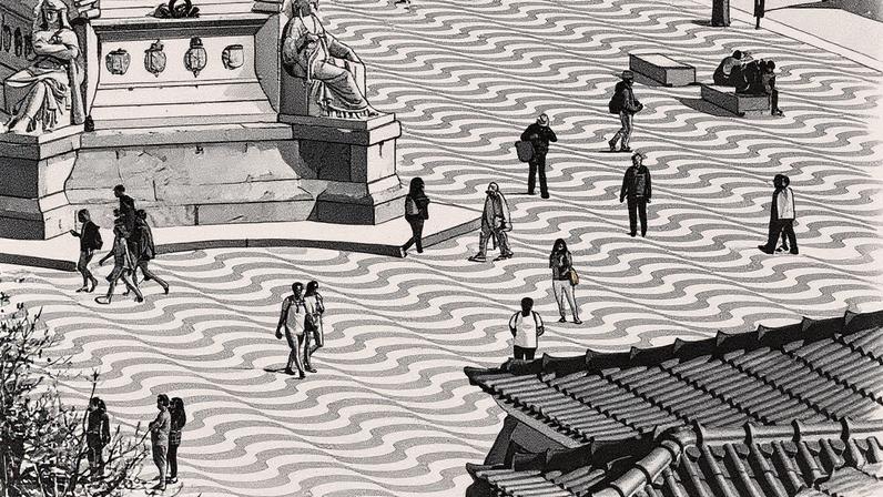 Pedestres caminham na Praça do Rossio, em Lisboa (Foto: Patrícia de Melo Moreira/AFP)