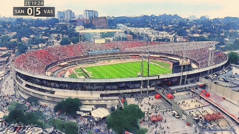 Torcida do Santos se revolta com goleada do Vasco no Morumbi. (Foto: Reprodução/TV Globo)