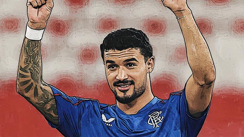 Jefté durante partida do Rangers (Foto: Reprodução)