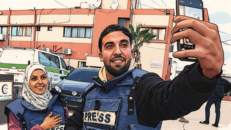 Casal tira uma selfie em Gaza (Foto: Reprodução)