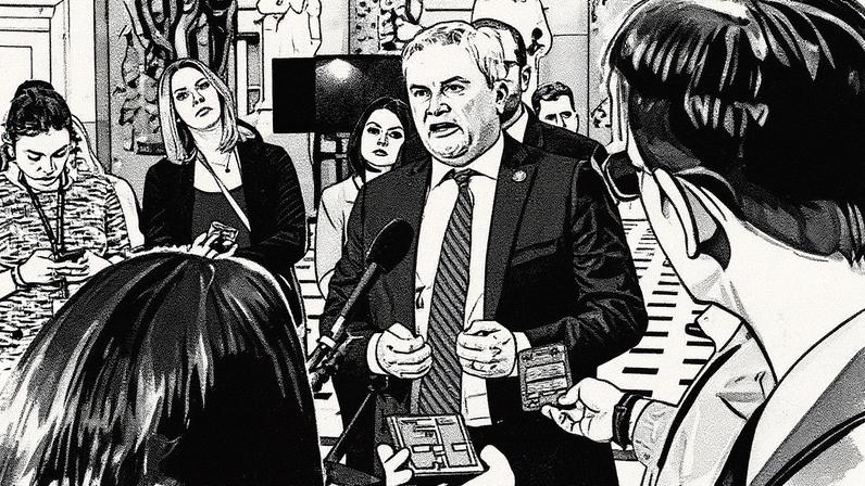 James Comer, presidente da Comissão de Supervisão da Câmara, fala com jornalistas no Capitólio, em 13 de dezembro de 2023 (Foto: Kenny Holston/The New York Times)