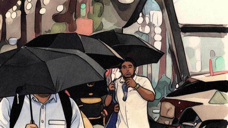 Pessoas durante chuva na Avenida Paulista. (Foto: Paulo Pinto/Agência Brasil)