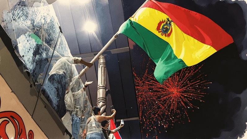 Pessoas comemoram na cidade boliviana de Santa Cruz após divulgação dos primeiros resultados da apuração do primeiro turno da eleição presidencial da Bolívia em 17/08/2025 (Foto: REUTERS/Ipa Ibanez)