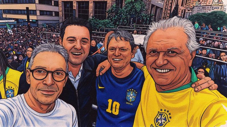 Governadores que são presidenciáveis posaram juntos na Paulista, em abril (Foto: Reprodução)