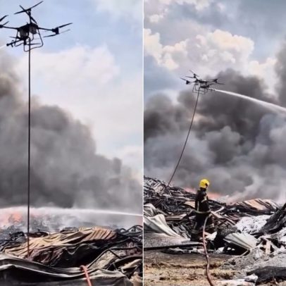Drones auxiliam no combate a incêndio em fábricas de Manaus