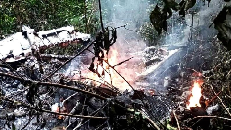 Aeronave caiu em meio à floresta, a poucos quilômetros da fronteira com o Brasil (Foto: Reprodução /X)