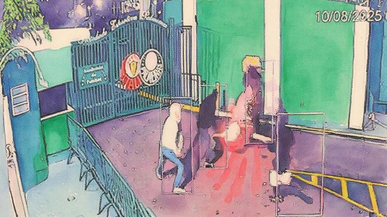 Grupo de cinco homens atiraram rojões para dentro do CT do Palmeiras (Foto: Reprodução/Palmeiras)