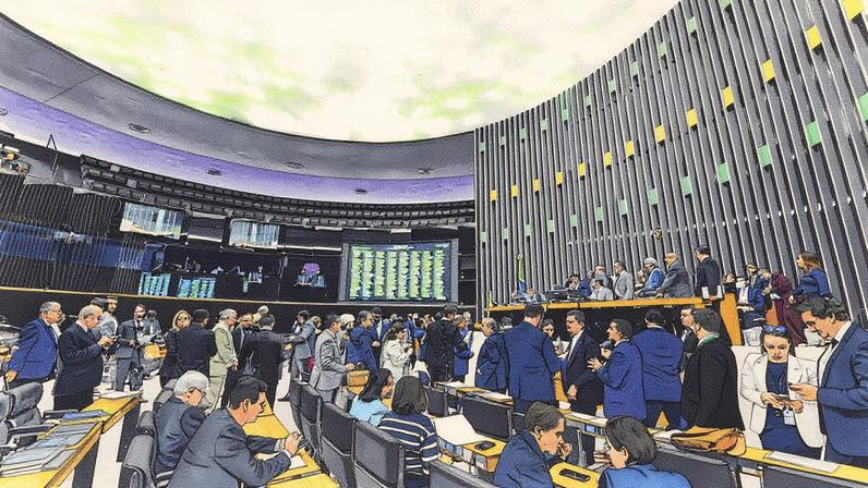 Plenário da Câmara dos Deputados durante sessão do Congresso (Foto: Reprodução)