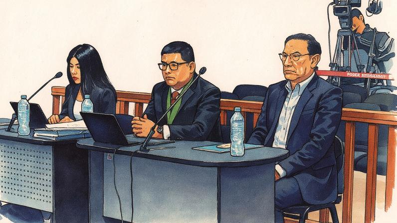 Martín Vizcarra em uma audiência no dia 13 de agosto de 2025. (Foto: EFE)