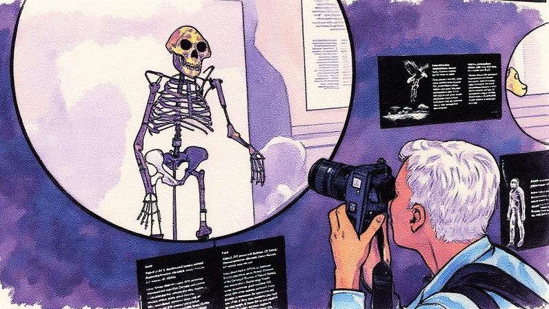 Ancestral humana de 3,18 milhões de anos, Lucy tem primeira exibição na Europa (Foto: Michal Cizek/AFP)